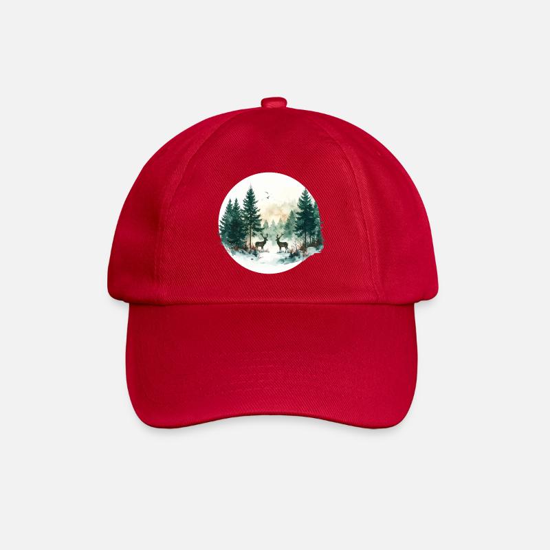 Animaux de la forêt dans la forêt – Aquarelle de Noël - Casquette classique - rouge classique
