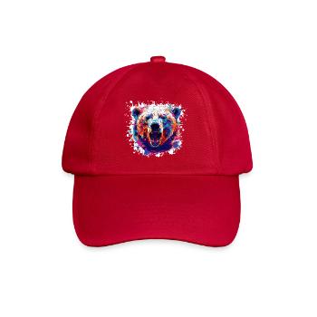 Bunter Bärenkopf PopArt - Baseballkappe - klassisch Rot - Vorne