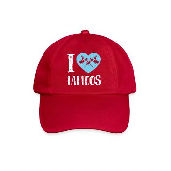 I Love Tattoos Blue Heart Ink Artist Design - Baseballkappe - klassisch Rot - Vorne