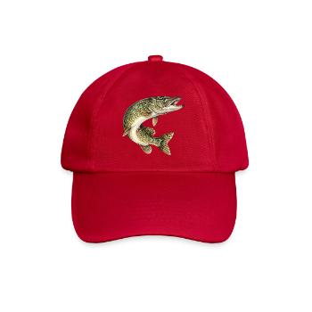 Pike in the Leap – Detailed Fish Illustration - Baseball Cap - classic red - Front