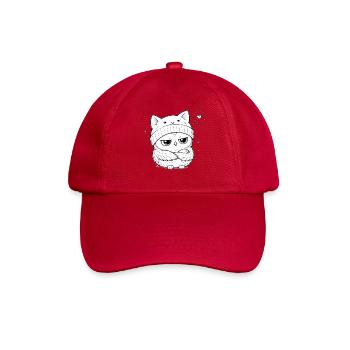 Knurrende Eule mit Katzenhut - Baseballkappe - klassisch Rot - Vorne
