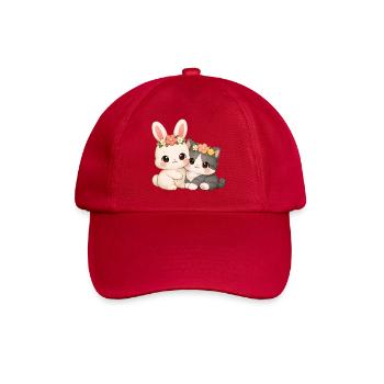 Rabbit with cat - Baseball Cap - classic red - Front