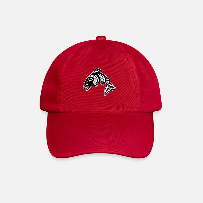 Northwest Pacific coast Haida art Salmon - Baseballkappe - klassisch Rot