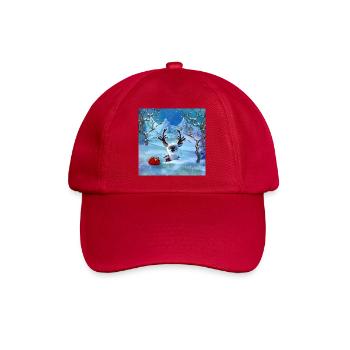 Cute little reindeer in a winter landscape - Baseball Cap - classic red - Front