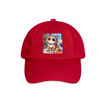 Cute Christmas Cat Clumsy Tangled - Baseball Cap - classic red - Front