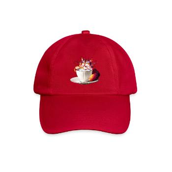katzen Motiv Milch Tasse V2, für jedermann - Baseballkappe - klassisch Rot - Vorne