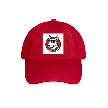Cool bull terrier with sunglasses and gold chain - Baseball Cap - classic red - Front