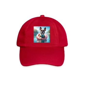 Playful French Bulldog on Water Ring - Baseball Cap - classic red - Front