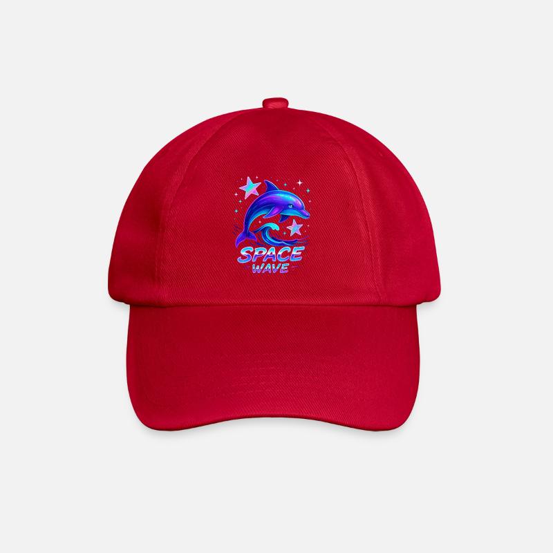 Neon Space Wave Delphin Design - Baseballkappe - klassisch Rot