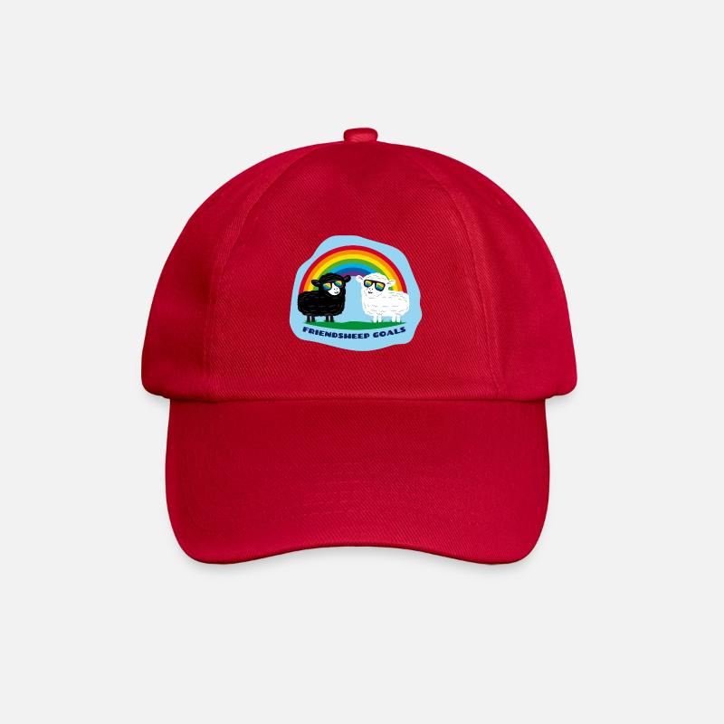 Freundschafts-Schafe mit Regenbogen - Baseballkappe - klassisch Rot
