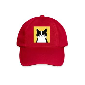 Chat noir et blanc minimaliste - Casquette classique - rouge classique - Devant
