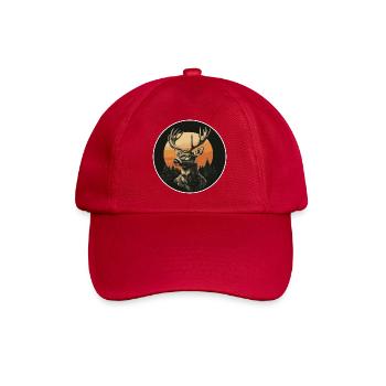 Rentier Hirsch Geweih Reindeer Vintage - Baseballkappe - klassisch Rot - Vorne