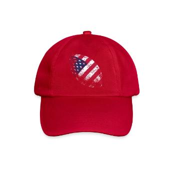 Patriotic American Flag Football Rugby Ball Art - Baseball Cap - classic red - Front