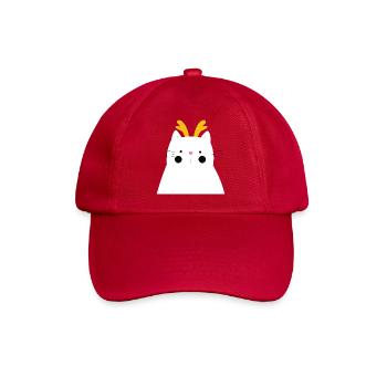 Weiße Katze mit goldenem Geweih - Baseballkappe - klassisch Rot - Vorne