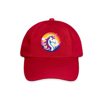 Rainbow Unicorn Colorful Unicorn Head Motif - Baseball Cap - classic red - Front