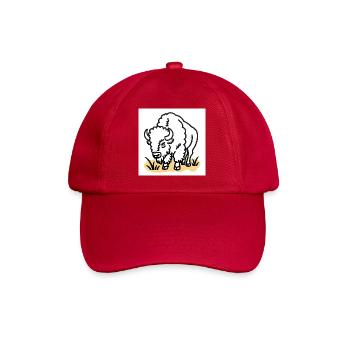 Bison on yellow grass - Baseball Cap - classic red - Front