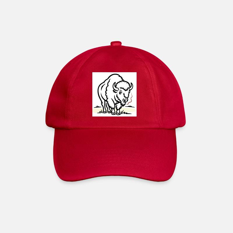 Bison mit Rauch auf dem Feld - Baseballkappe - klassisch Rot