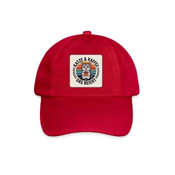 Katze & Kaffee – Das Reicht - Baseballkappe - klassisch Rot - Vorne