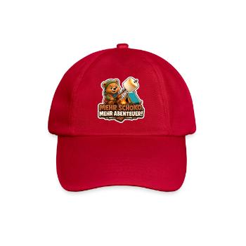 Camping Bär mit Schoko Abenteuer am Lagerfeuer - Baseballkappe - klassisch Rot - Vorne