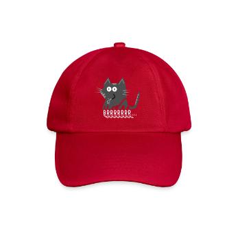 Graue Katzen-Karikatur Brummgeräusch - Baseballkappe - klassisch Rot - Vorne