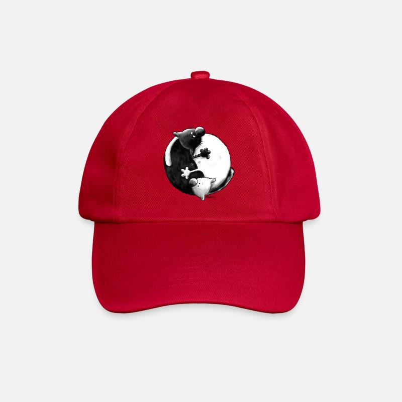 Black and White - Yin Yang - Katzen - Baseballkappe - klassisch Rot