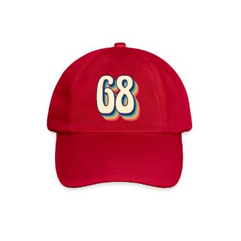 Vintage Retro T-Shirt Nummer 68, Achtundsechzig - Baseballkappe - klassisch Rot - Vorne