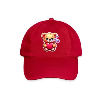 Teddybär mit Herz und Seifenblasen - Baseballkappe - klassisch Rot - Vorne