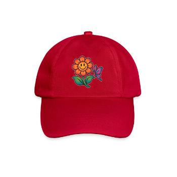 Cheerful Floral and Butterfly Print - Baseball Cap - classic red - Front