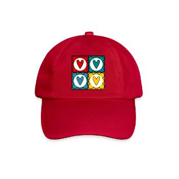 Colorful Hearts in Pop Art Style - Baseball Cap - classic red - Front