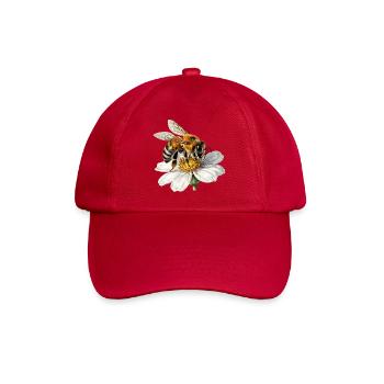 Bee on white flower - Baseball Cap - classic red - Front