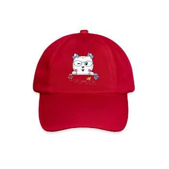 Katze mit Brille und Blumen - Baseballkappe - klassisch Rot - Vorne