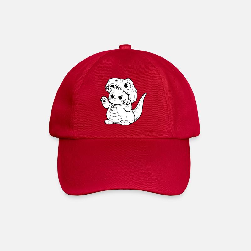 Cuddly dino kitten design - Baseball Cap - classic red