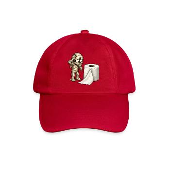 Mummy and Toilet Paper Cartoon - Baseball Cap - classic red - Front