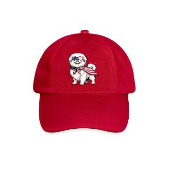 Patriotic Pekingese - Peke Dog Mom Dad Lap Dog - Baseball Cap - classic red - Front