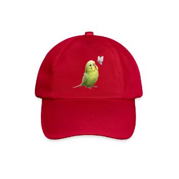 Budgie with butterfly - Baseball Cap - classic red - Front