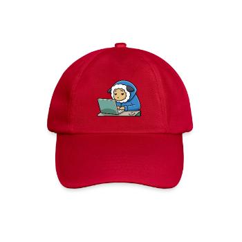 Niedliches Hacker Schaf schläft im Hoodie vorm PC - Baseballkappe - klassisch Rot - Vorne