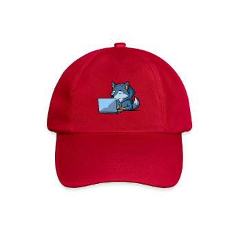 Niedlicher Hacker Wolf schläft im Hoodie vorm PC - Baseballkappe - klassisch Rot - Vorne