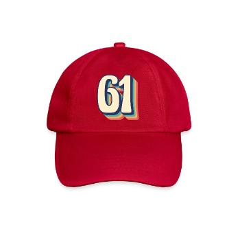 Vintage Retro T-Shirt Nummer 61 Sixty One - Baseballkappe - klassisch Rot - Vorne