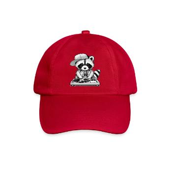 motif de raton laveur cool en tant que DJ avec des écouteurs - Casquette classique - rouge classique - Devant
