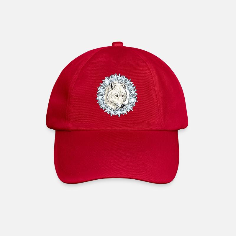 Loup d’hiver dans un cercle de flocons de neige - Casquette classique - rouge classique