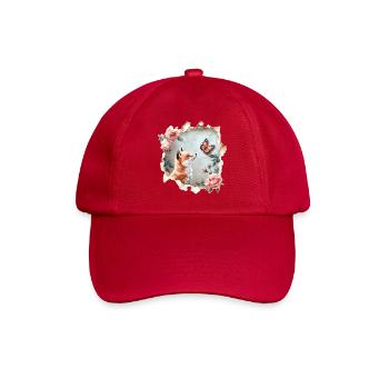 Fuchs mit Schmetterling - Baseballkappe - klassisch Rot - Vorne