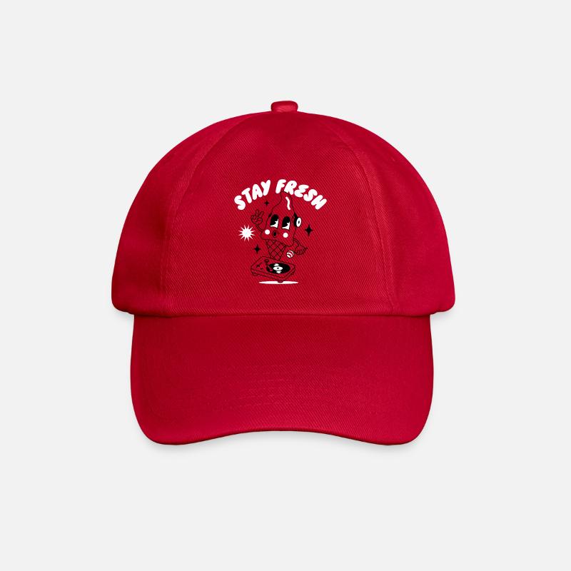 Whimsical Stay Fresh DJ mascot T-Shirt - Baseball Cap - classic red