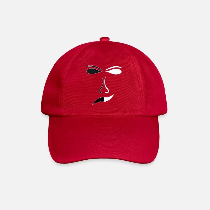 Abstrakte Gesichtslinien Kontrast Maske - Baseballkappe - klassisch Rot