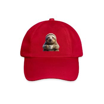 Funny tired sloth with coffee - Baseball Cap - classic red - Front