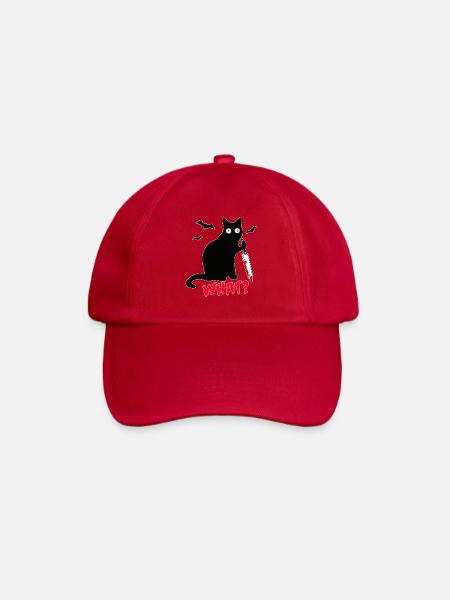 Midnight Cat Blood Knife WHAT funny - Baseball Cap - classic red
