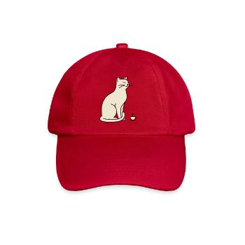 Minimalist Silhouette Cream Cat - Baseball Cap - classic red - Front