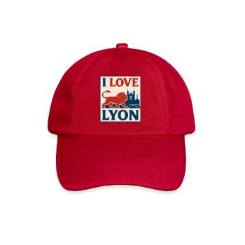 J'aime Lyon – vintage poster - Baseball Cap - classic red - Front