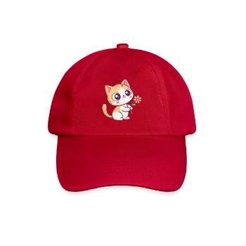 Kawaii Kitten and Flower - Baseball Cap - classic red - Front