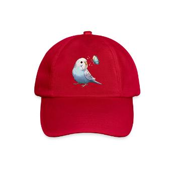Wellensittich mit Schmetterling - Baseballkappe - klassisch Rot - Vorne