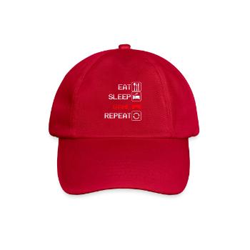 Eat Sleep Game Repeat - Gamer Videospiel Geschenk - Baseballkappe - klassisch Rot - Vorne